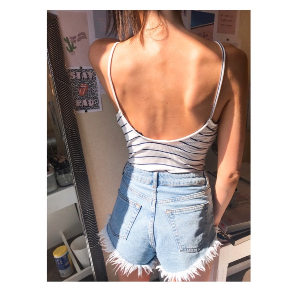 Blue & white stripped bodysuit